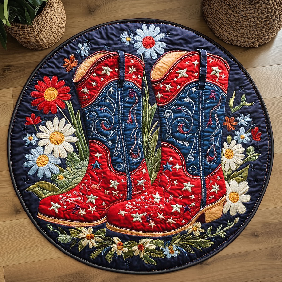 Rustic Bloom Boots WP2304019CL Quilted Round Mat