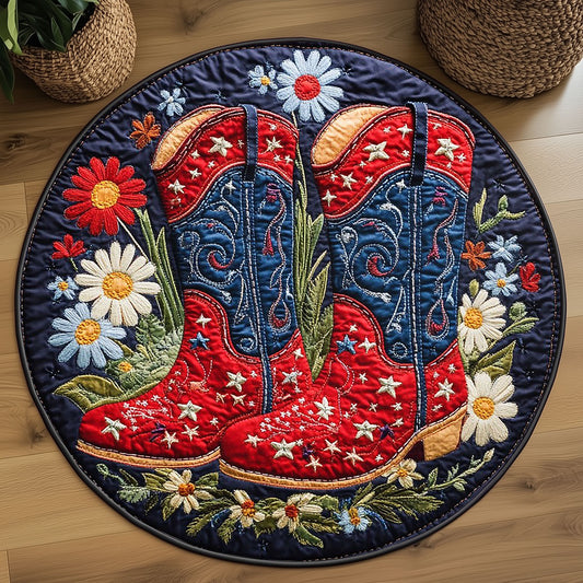 Rustic Bloom Boots WP2304019CL Quilted Round Mat