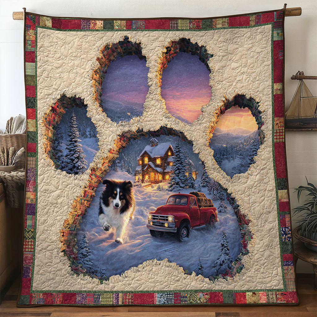 Rustic Border Collie Paw WN0611088CL Quilt