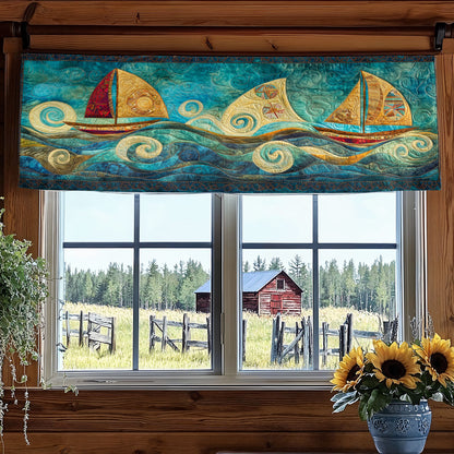 Ocean's Sailboat Pulse WN2006021CL Quilted Valance