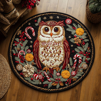 Christmas Owl WY3006030CL Quilted Round Mat