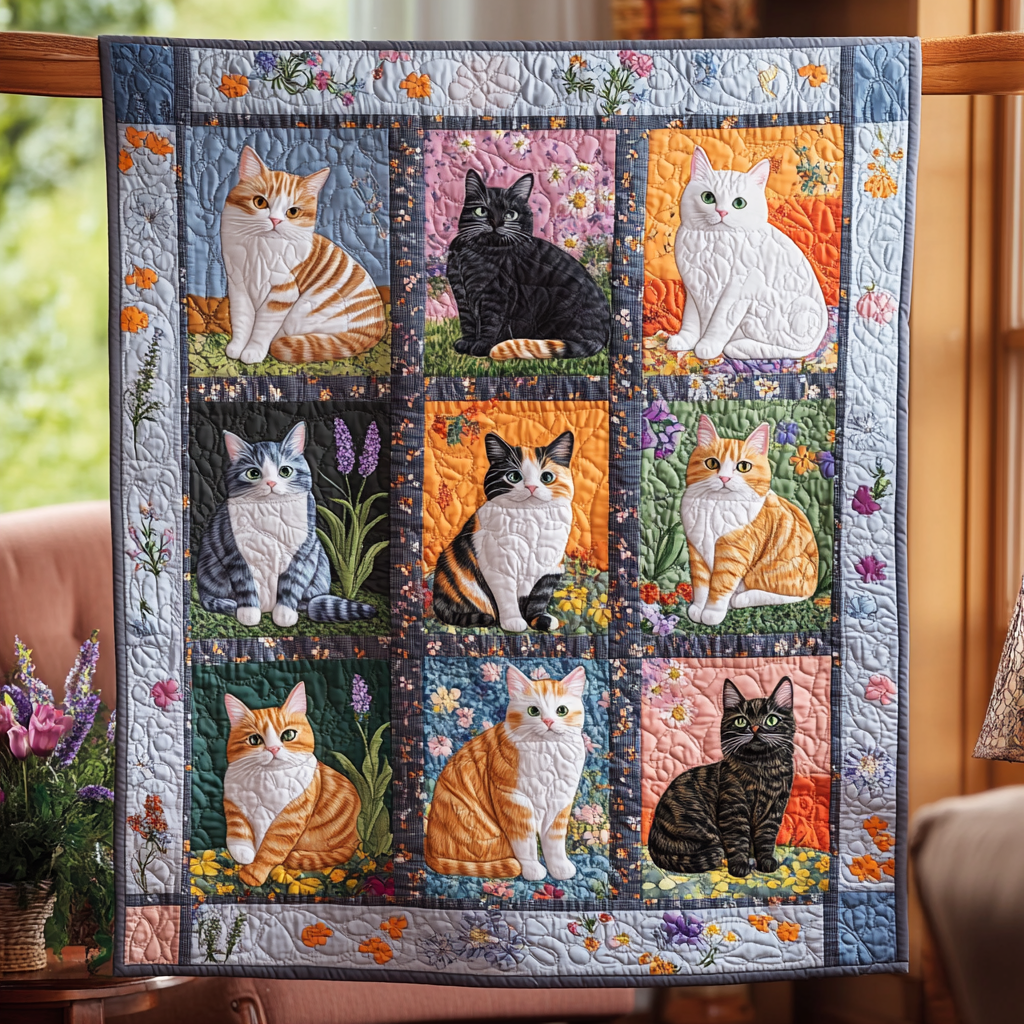 Cat Flower YR3012027CL Quilt