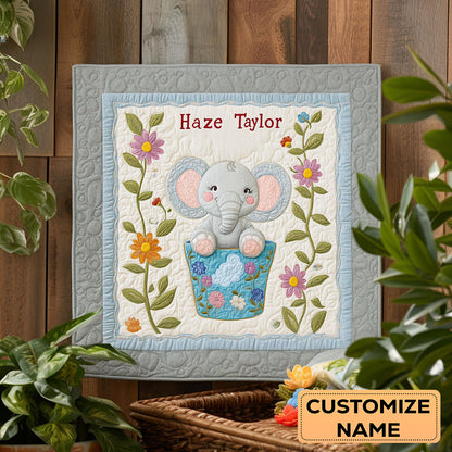 Dreamy Elephant WN1807041CL Personalized Baby Quilt