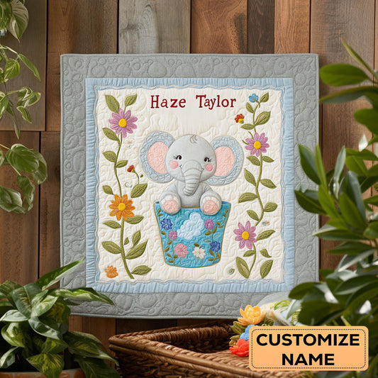Dreamy Elephant WN1807041CL Personalized Baby Quilt