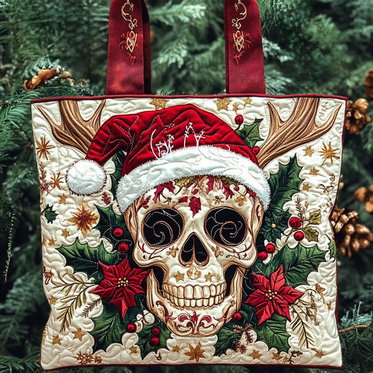 Santa Skull Glow WN0310059CL Quilted Tote Bag