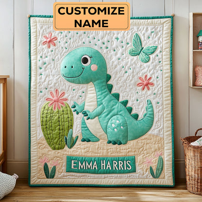 Cactus Dino Hug CW2507002CL Personalized Baby Quilt