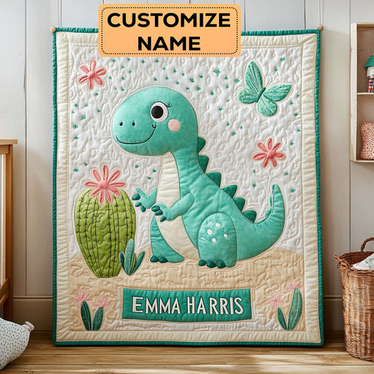 Cactus Dino Hug CW2507002CL Personalized Baby Quilt