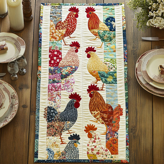 Whimsical Chicken CW1805052CL Quilted Table Runner