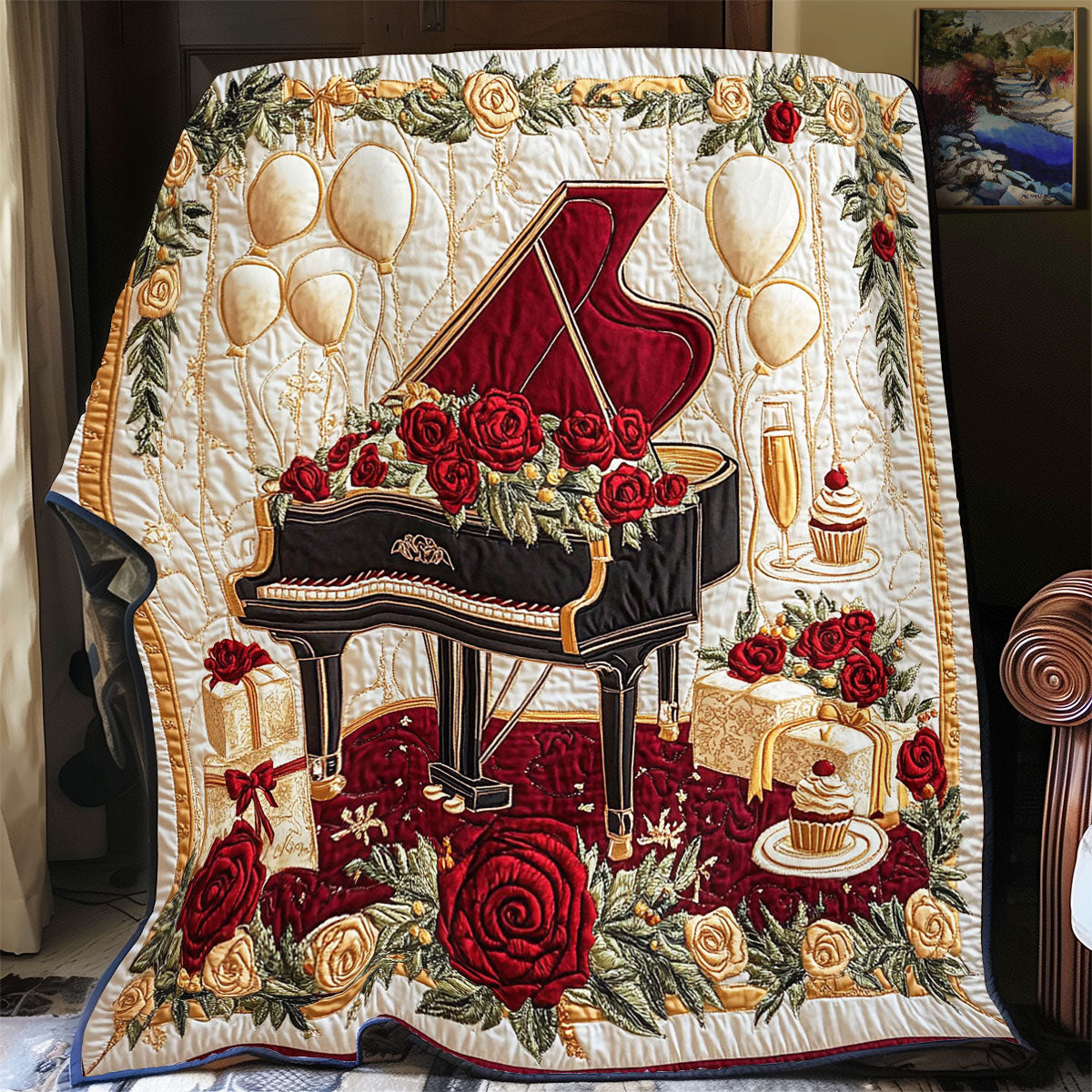 Piano In Royal Room WY0801044CL Quilt