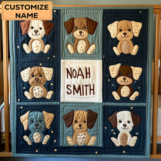 Puppy Patch WY2607030CL Personalized Baby Quilt