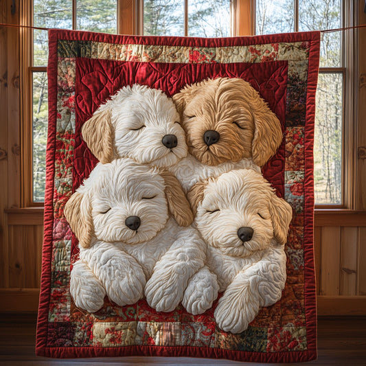 Golden Puppy Huddle CW2209065CL Quilt
