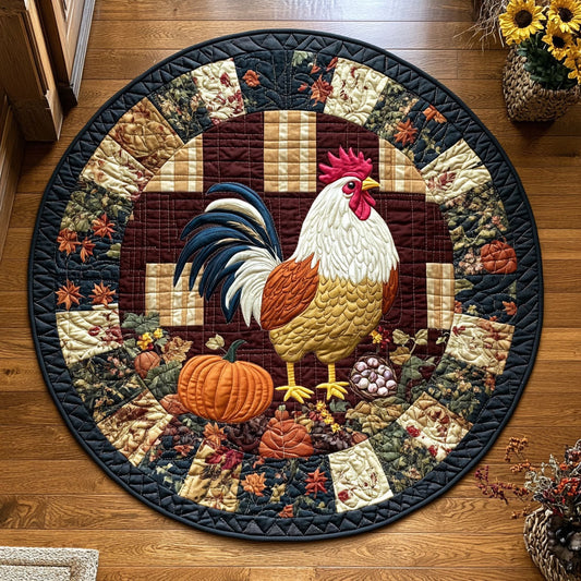 Harvest Time Rooster WY2108008CL Quilted Round Mat