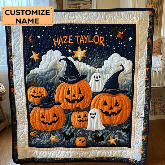 Cute Witch Pumpkins WY2607016CL Personalized Baby Quilt
