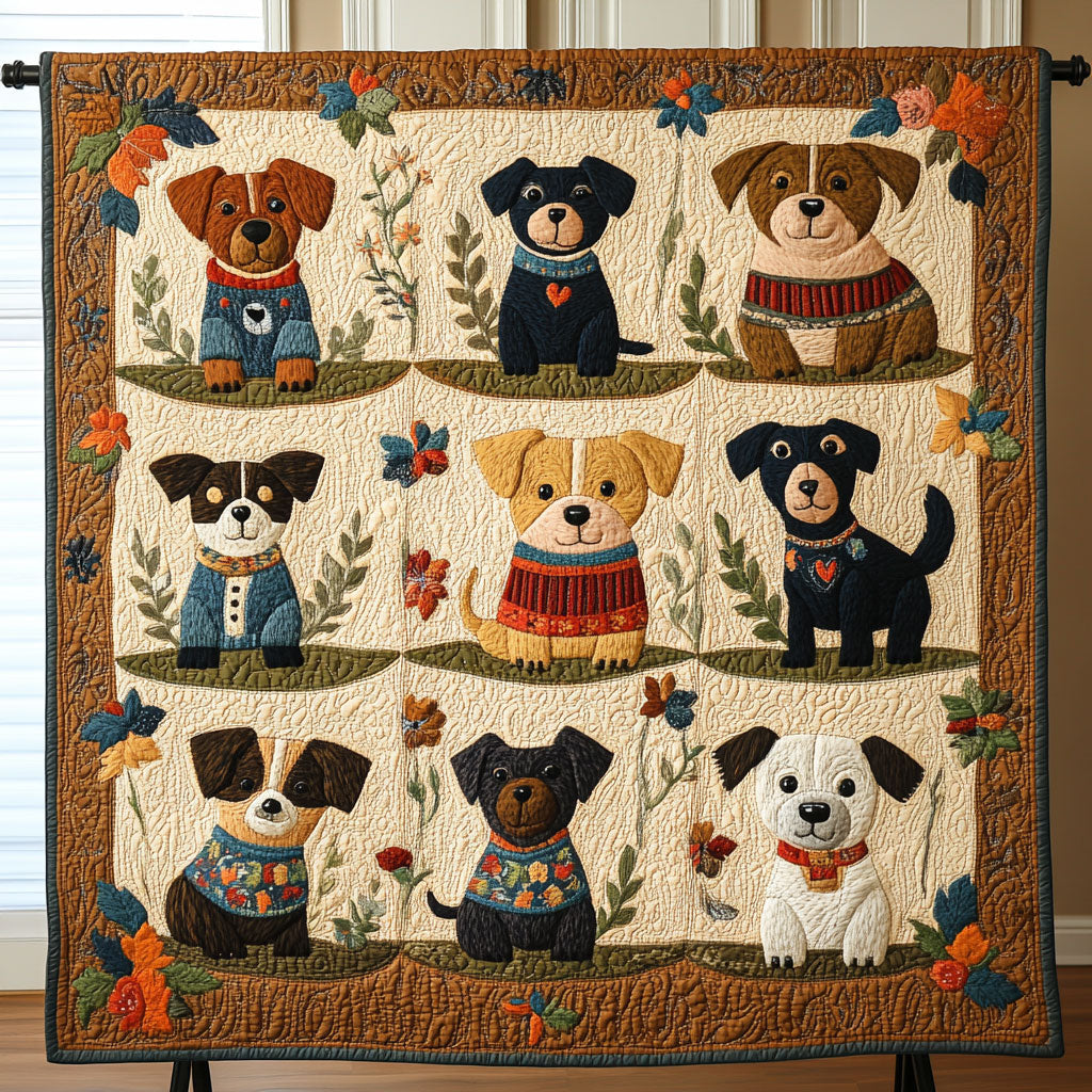 Puppies In Sweaters WY1208015CL Quilt
