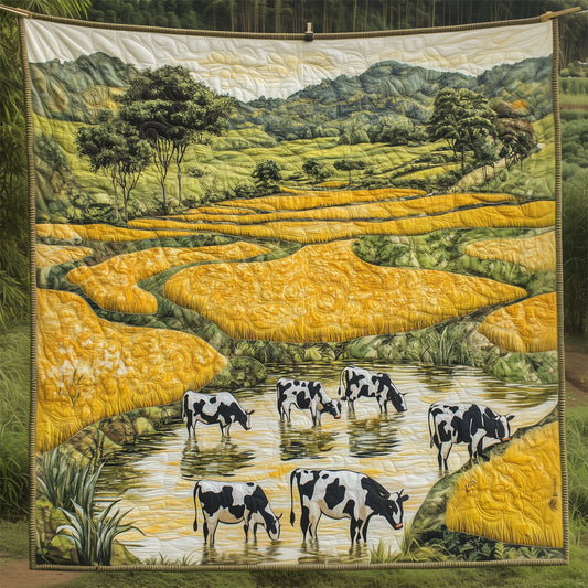 Peaceful Asian Cows LT1909015CL Quilt