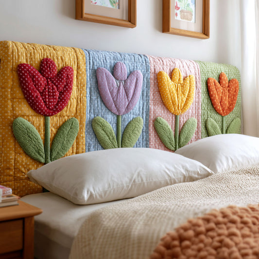 Floral Patchwork CP2912040CL  Quilted Headboard Slipcover