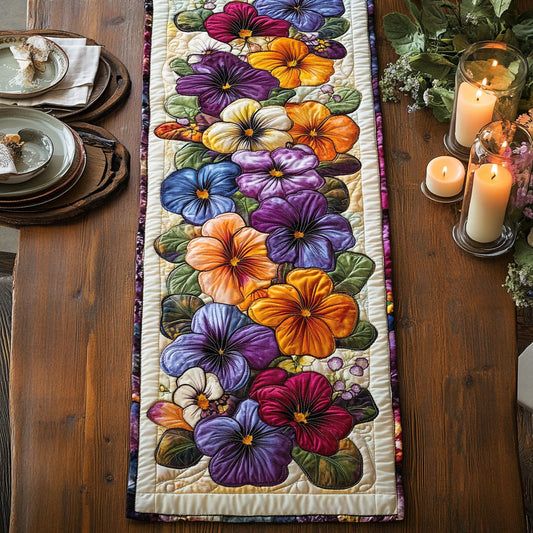 Pansies Garden CW1205097CL Quilted Table Runner