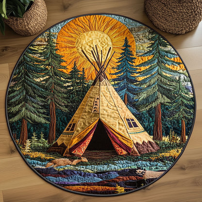 Tepee In The Forest WJ0104027CL Quilted Round Mat
