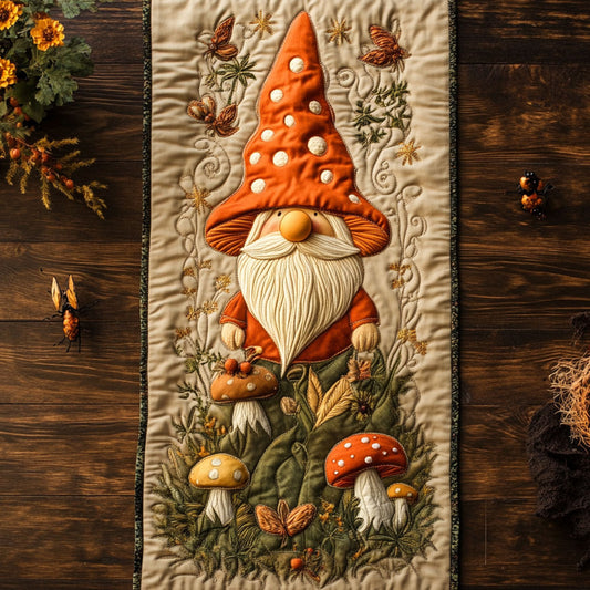 Gnome In Mossy Garden WN1507034CL Quilted Table Runner