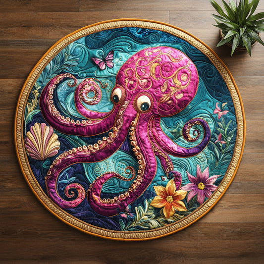 Pinky Octopus CM0905043CL Quilted Round Mat