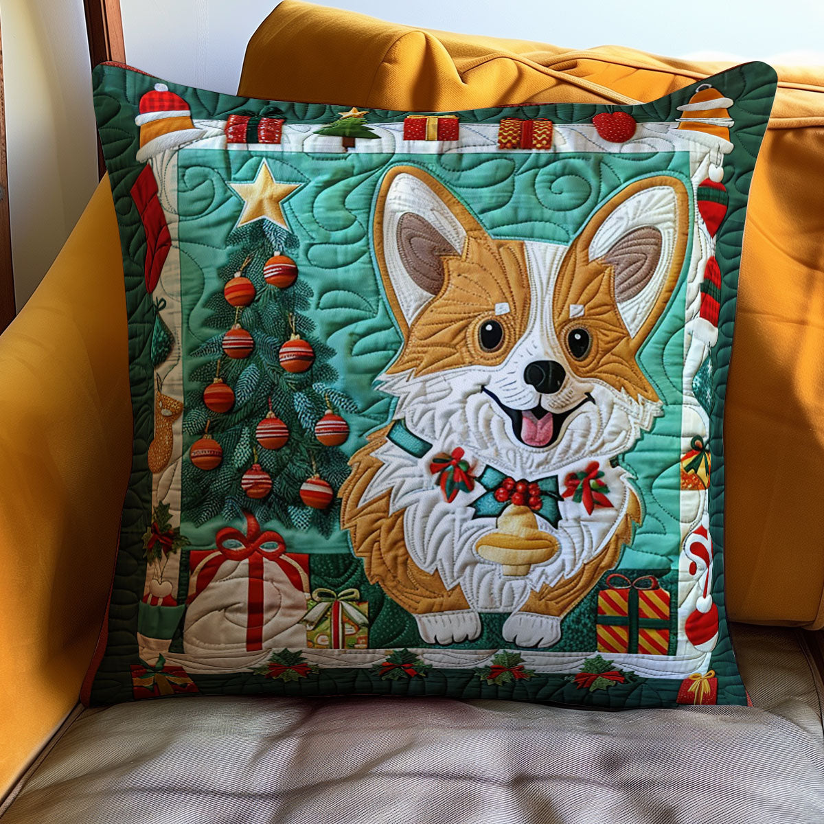 Christmas Corgi WJ1810032CL Quilt Pillow Case