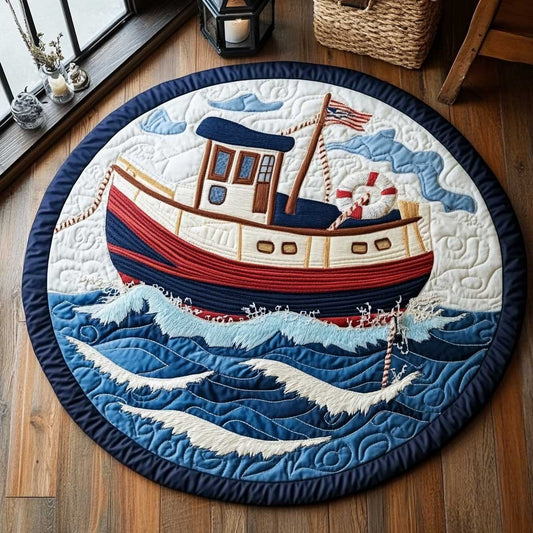 Coastal Boat WN2103037CL Quilted Round Mat