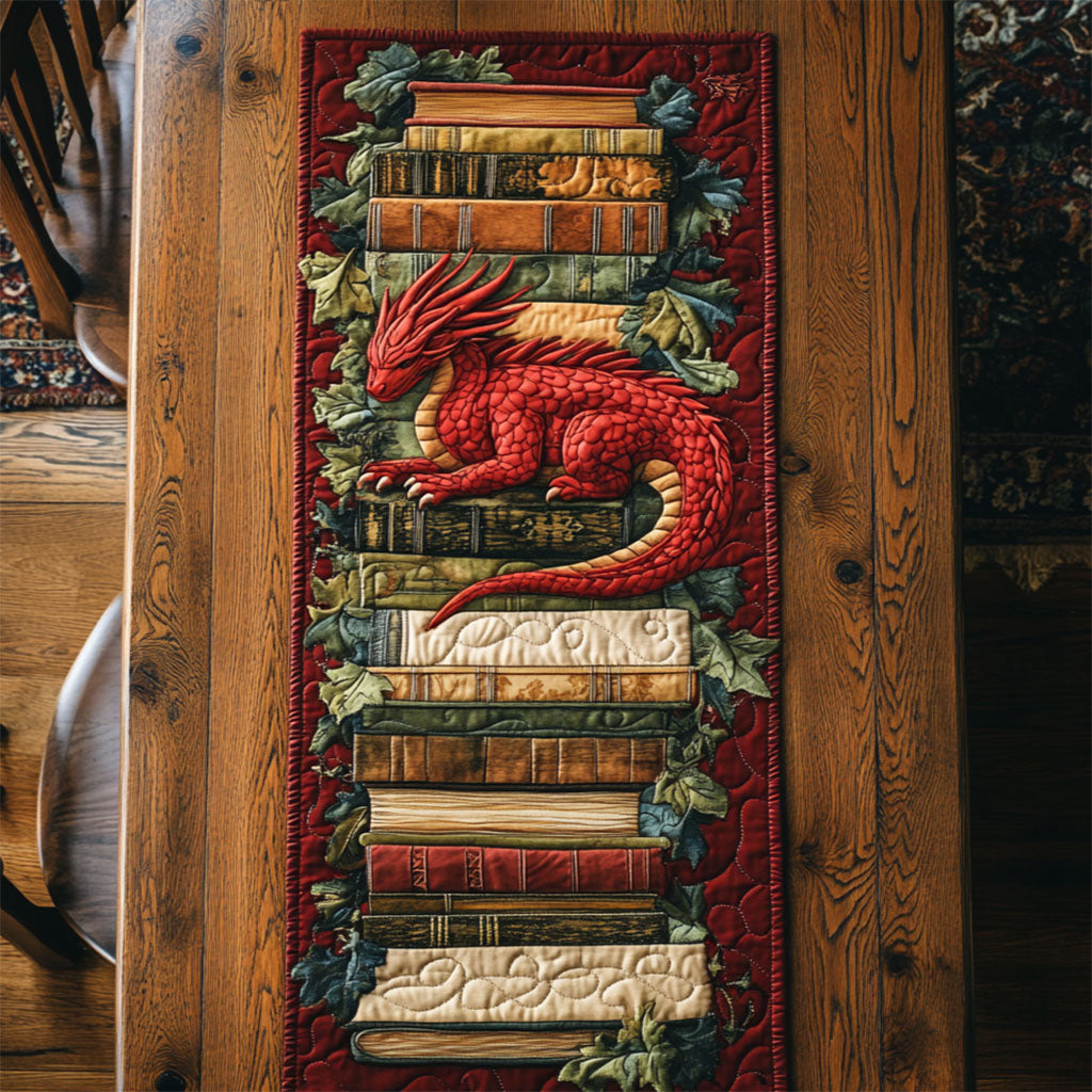 Dragon In Book Garden WY3004013CL Quilted Table Runner