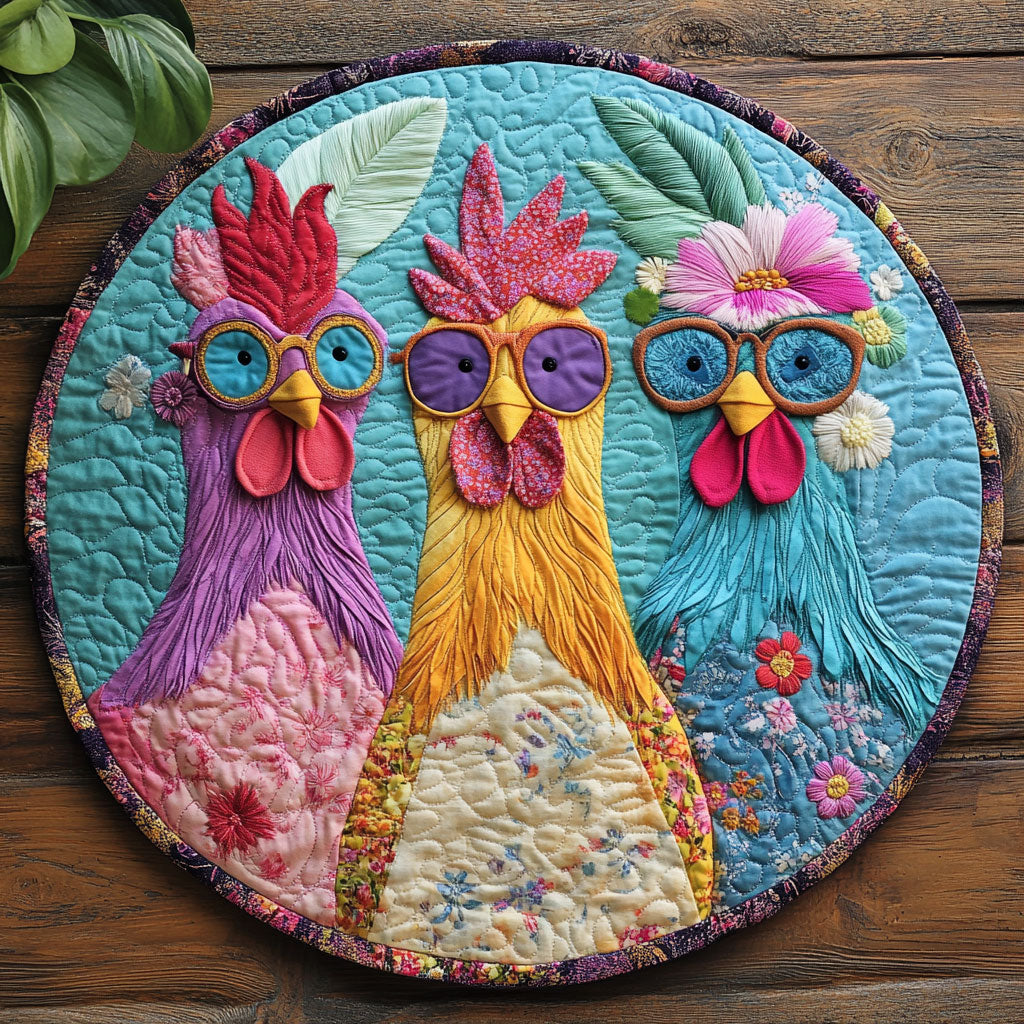 Whimsical Chicken CW2205406CL Quilted Round Mat