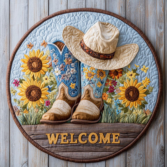 Cowboy Sunflower WY2204011CL Quilted Round Mat