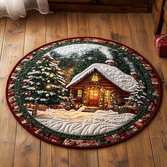 Christmas Cottage WJ2711001CL Quilted Round Mat