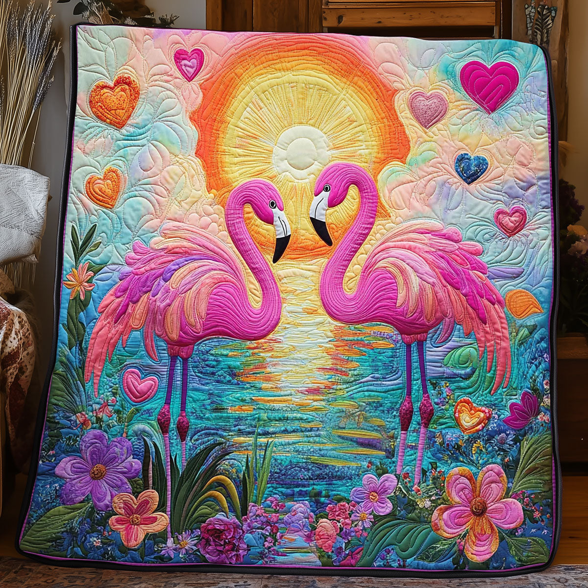Glowing Flamingo WJ1004007CL Quilt