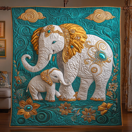 White Elephant In Teal WY0906050CL Quilt