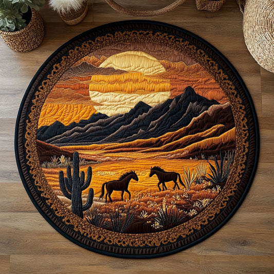 Sunset Horse Desert WY2605056CL Quilted Round Mat