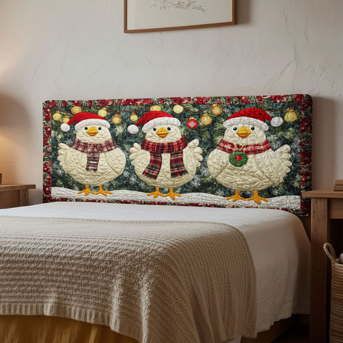 Chicken Winter Cheer WN1312028CL Quilted Headboard Slipcover