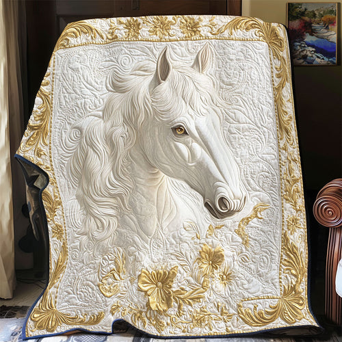 Gold Motiff White Horse WY1701042CL Quilt