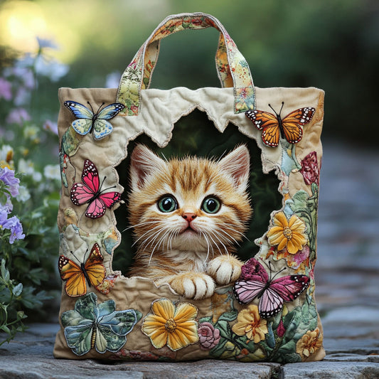 Butterfly Cat WN2609002CL Quilted Tote Bag