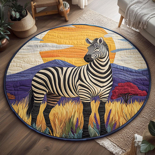 African Savannah Zebra WJ2204024CL Quilted Round Mat