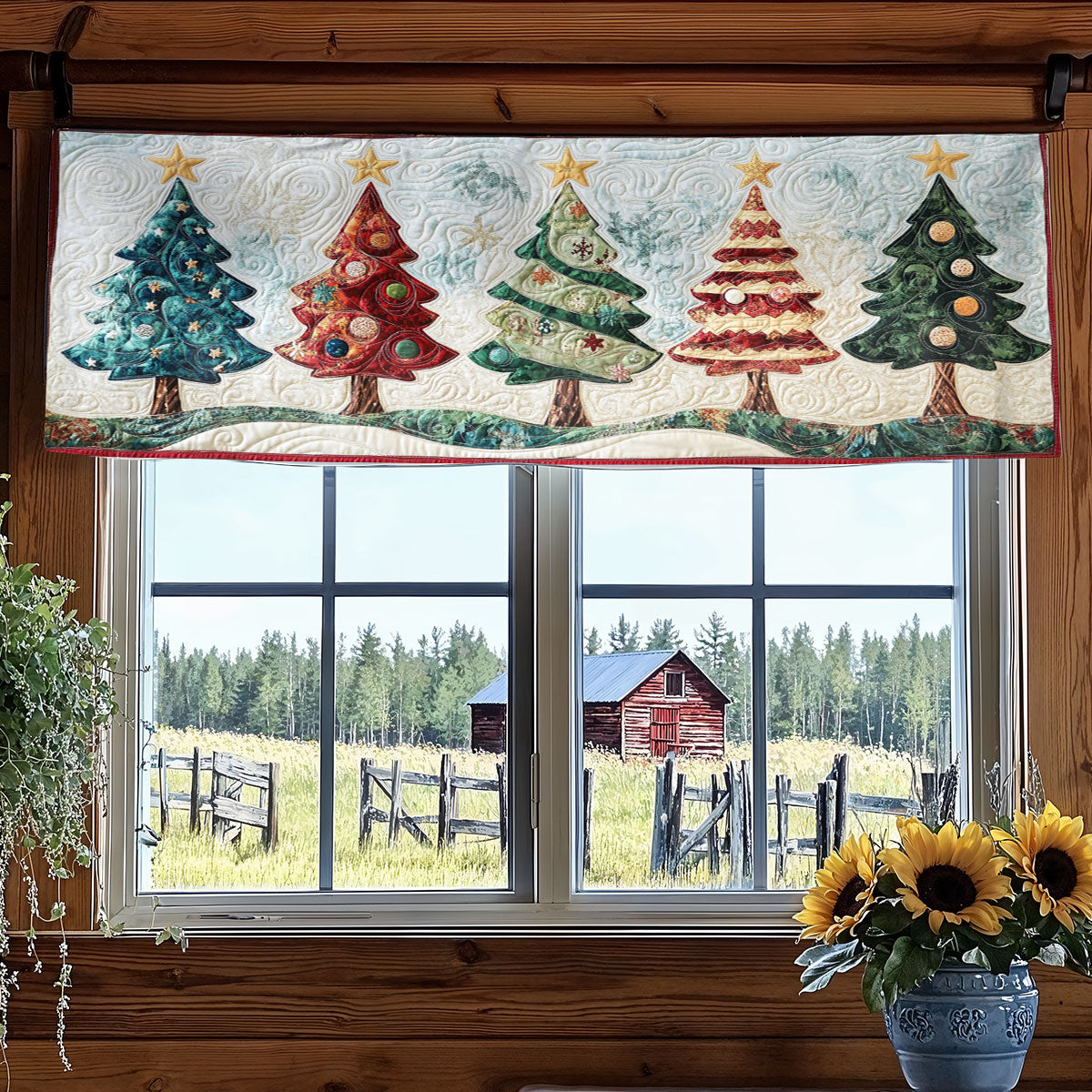 Christmas Tree Blessings WN0707003CL Quilted Valance