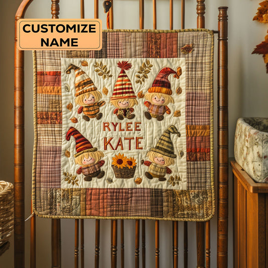 Cute Autumn Gnome WY2907007CL Personalized Baby Quilt