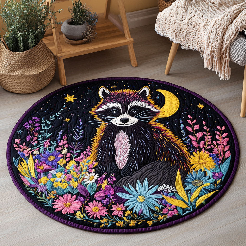 Flower Night Raccoon CW1501049CL Quilted Round Mat