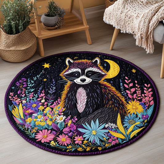 Flower Night Raccoon CW1501049CL Quilted Round Mat