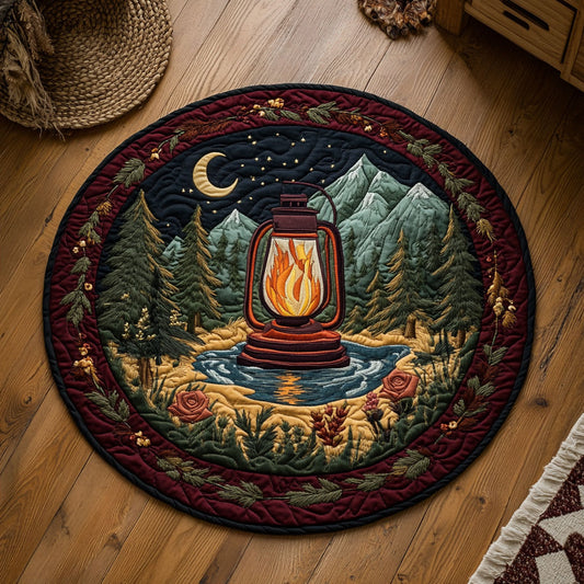 Lantern In Night Forest WY2305016CL Quilted Round Mat