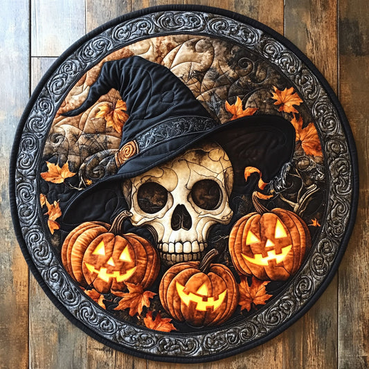 Enchanted Pumpkin Skull CW1707015CL Quilted Round Mat
