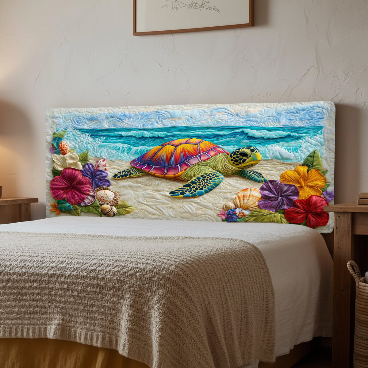 Sandy Sea Turtle XR1212012CL Quilted Headboard Slipcover