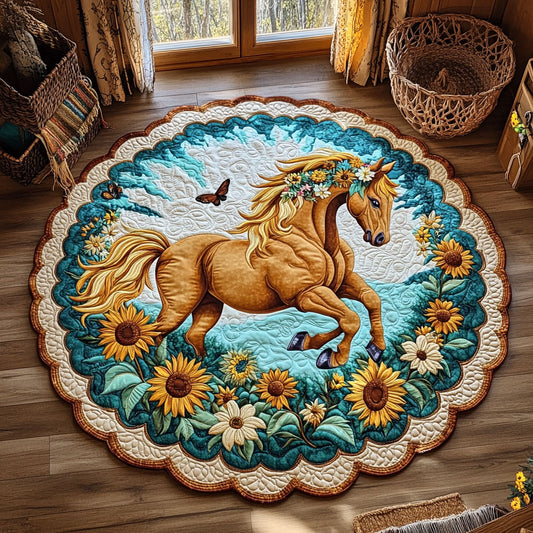 Sunflower Steed  WY0107022CL Quilted Round Mat