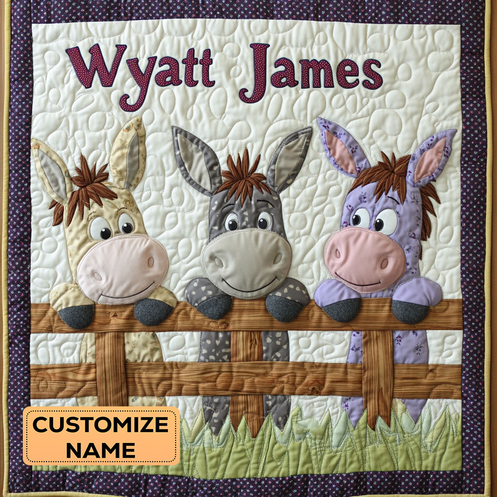Three Little Bray Buddies WJ1807005CL Personalized Baby Quilt