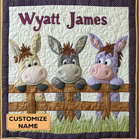 Three Little Bray Buddies WJ1807005CL Personalized Baby Quilt