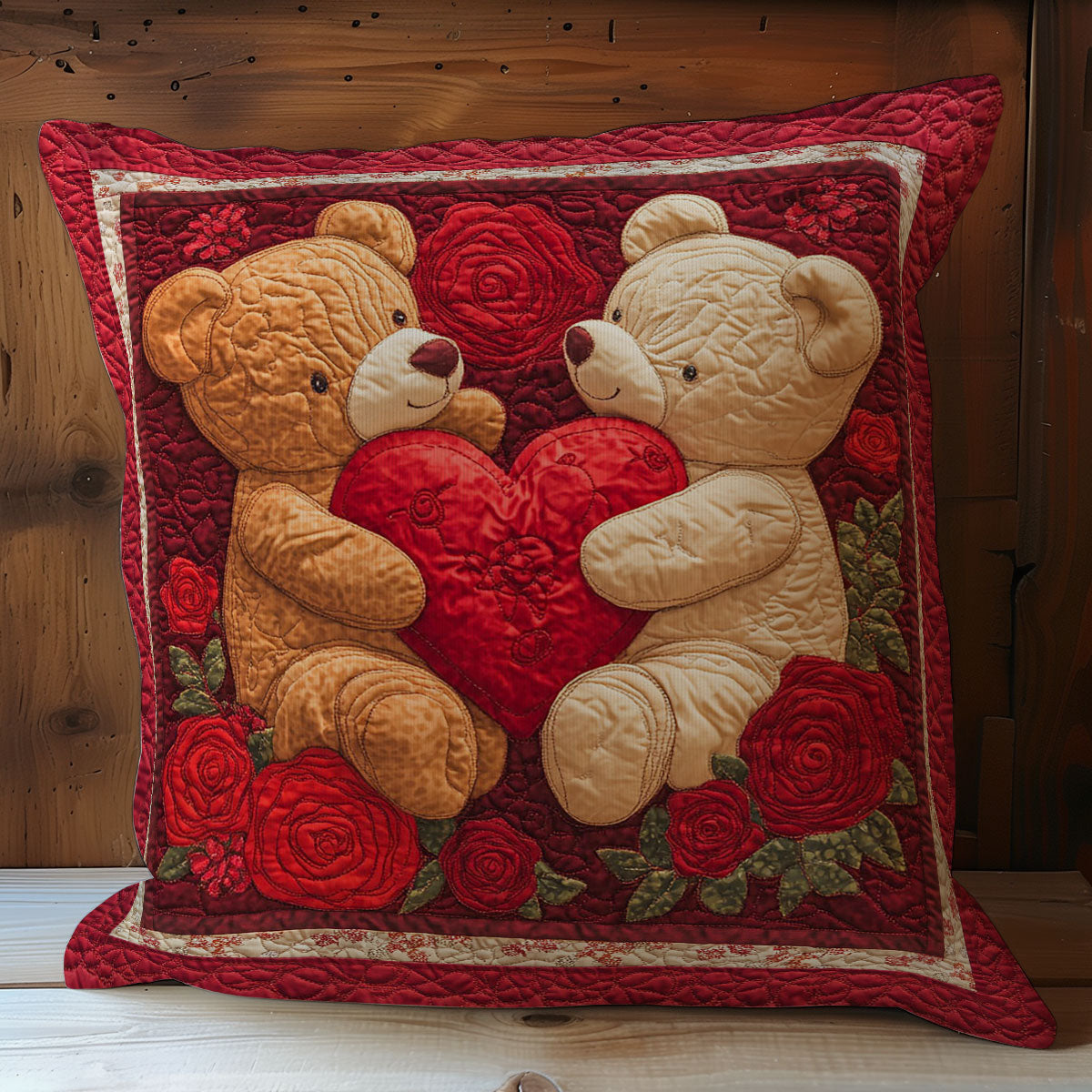 Teddy Bear In Valentine WY1102044CL Quilt Pillow Case