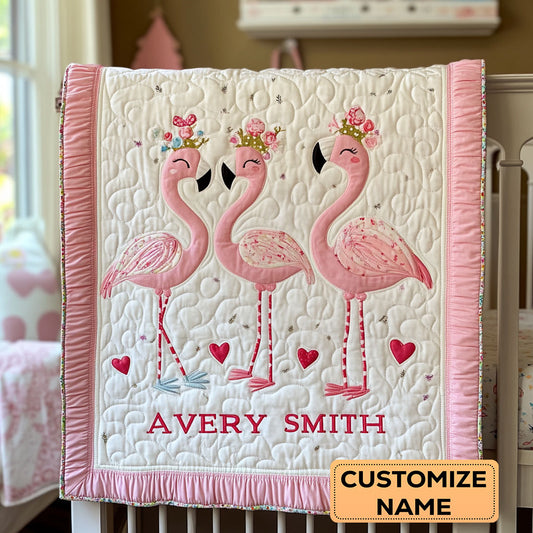 Flamingo Princesses WY2507035CL Personalized Baby Quilt