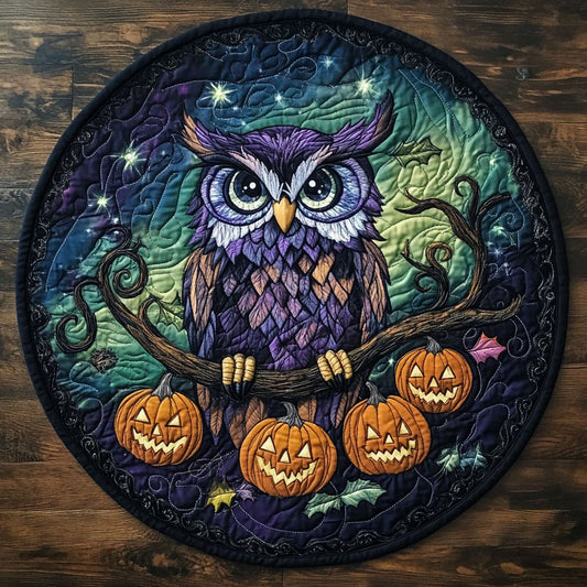 Halloween Pumpkin Owl CW2908005CL Quilted Round Mat